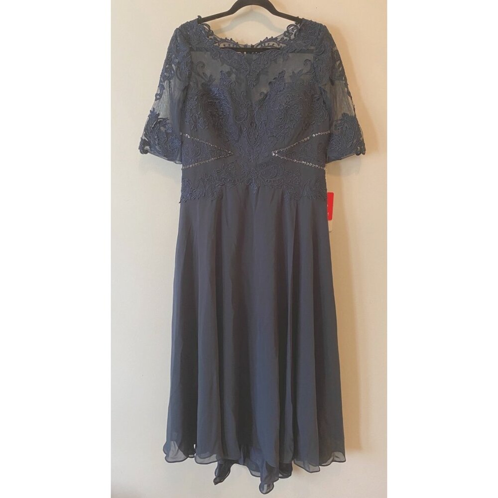 NWT JJs House Maxi Dress Blue Lace A-Line Sequin Accent Small